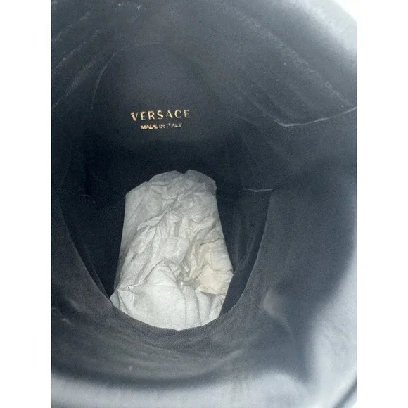 Versace Medusa‎ High Top Sneakers Black Gold Leather Made in Italy Size 40